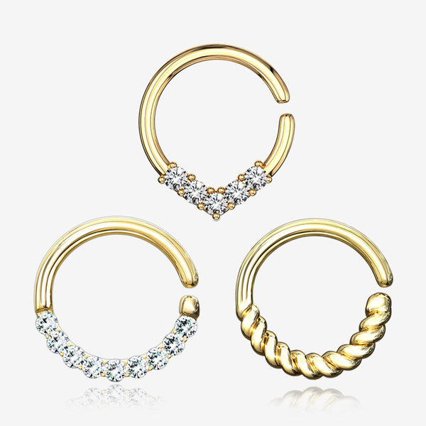 3 Pcs of Assorted Golden Essential Bendable Hoop Ring Package