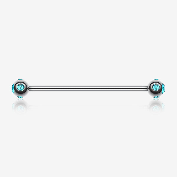 Aurora Gem Ball Industrial Barbell-Teal