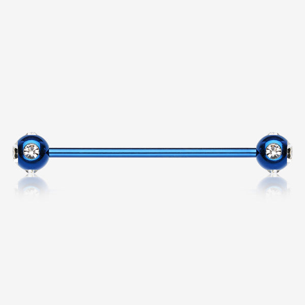 Colorline Aurora Gem Ball Industrial Barbell-Blue/Clear