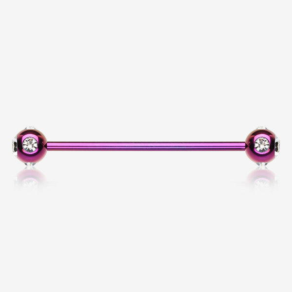 Colorline Aurora Gem Ball Industrial Barbell-Purple/Clear