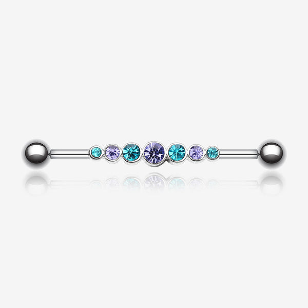 Dazzling Gem Row Industrial Barbell-Tanzanite/Teal