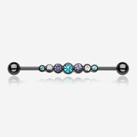 Blackline Dazzling Gem Row Industrial Barbell-Black/Teal