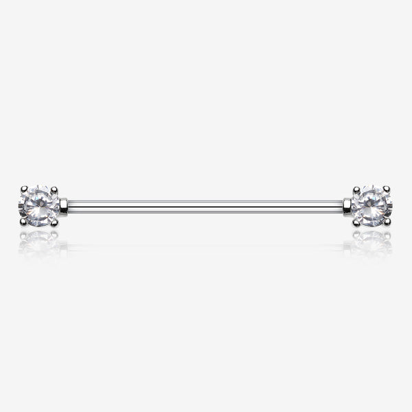 Dainty Sparkles Industrial Barbell-Clear Gem