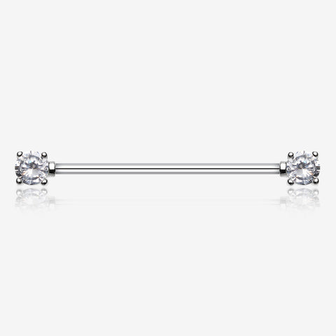 Dainty Sparkles Industrial Barbell-Clear Gem