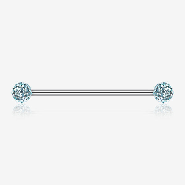 Multi-Gem Sparkle Ball Industrial Barbell-Aqua