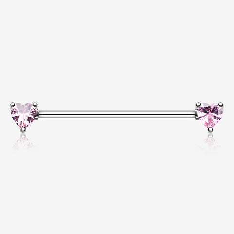 Heart Sparkle Industrial Barbell-Pink