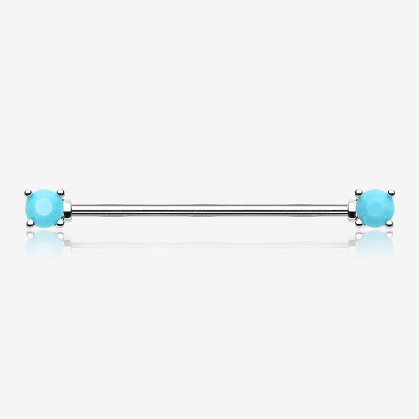 Turquoise Bead Prong Industrial Barbell-Turquoise