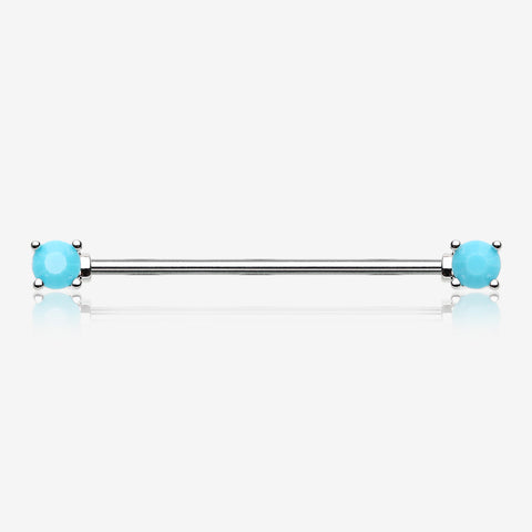 Turquoise Bead Prong Industrial Barbell-Turquoise