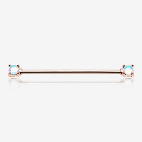 Rose Gold Iridescent Revo Double Prong Industrial Barbell