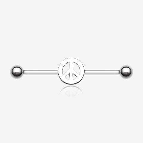 Peace Sign Industrial Barbell-Steel