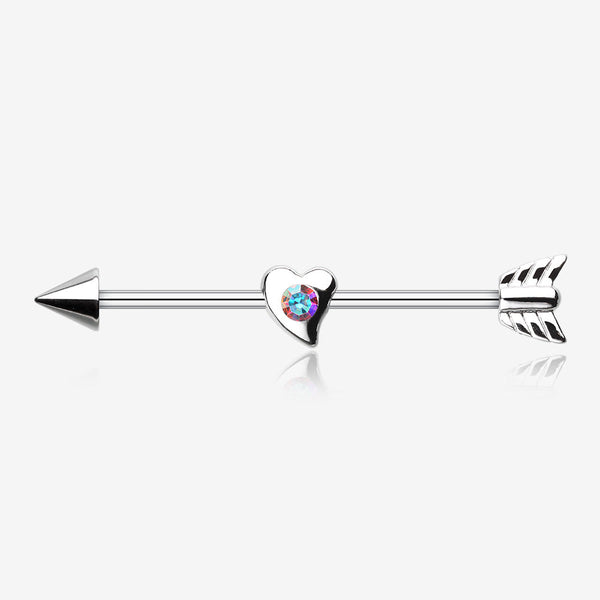 Cupid's Love Arrow Industrial Barbell-Aurora Borealis