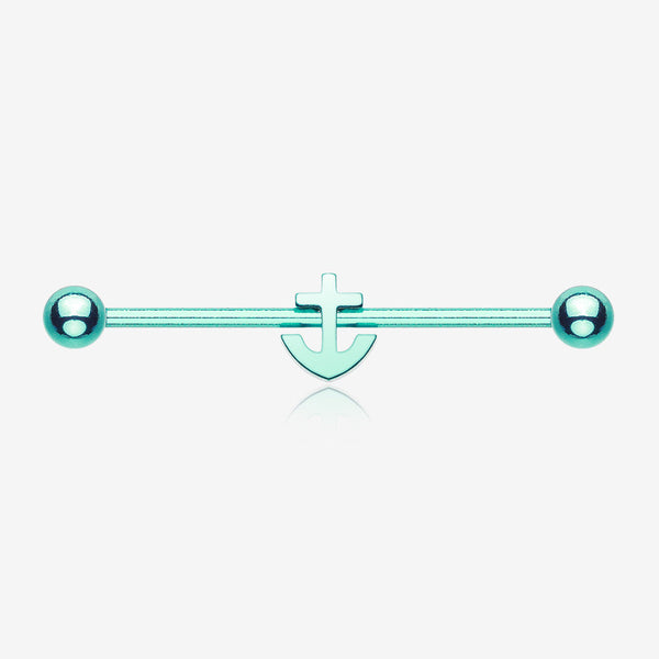 Colorline Dainty Anchor Industrial Barbell-Teal