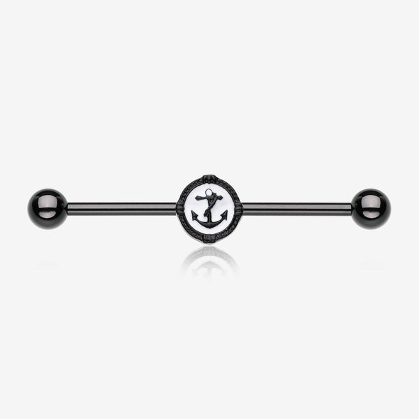 Blackline Anchor Rivet Industrial Barbell-Black/White