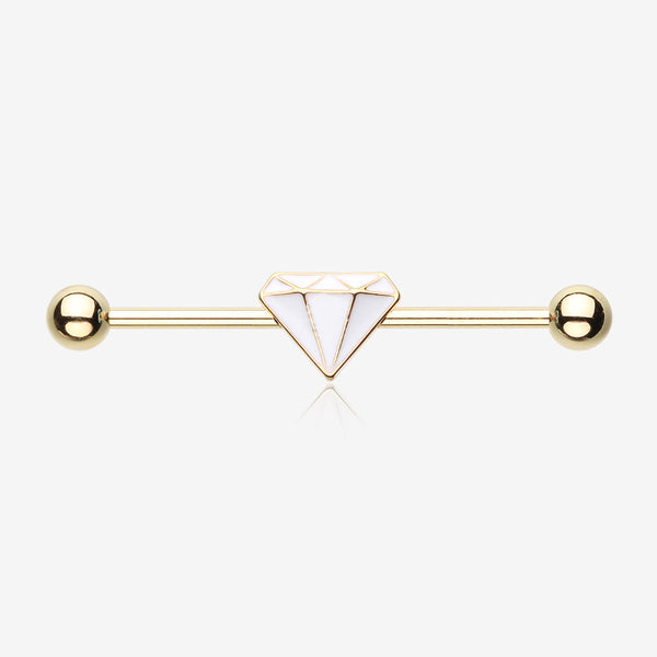 Golden Urban Diamond Industrial Barbell-White