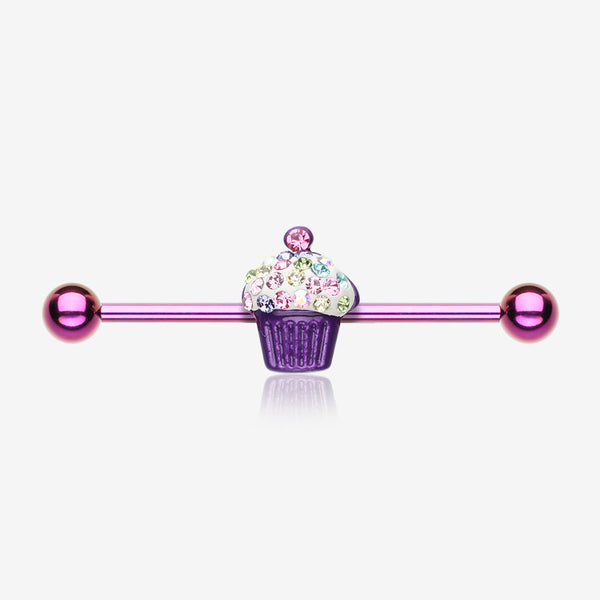 Colorline Cupcake Delight Multi-Gem Industrial Barbell-Purple