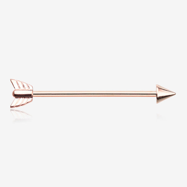 Rose Gold Classic Arrow Industrial Barbell-Rose Gold