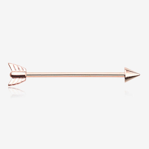 Rose Gold Classic Arrow Industrial Barbell-Rose Gold