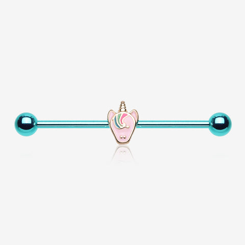 Colorline Adorable Pastel Unicorn Industrial Barbell-Teal