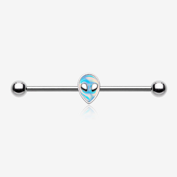 Iridescent Revo Alien Head Industrial Barbell