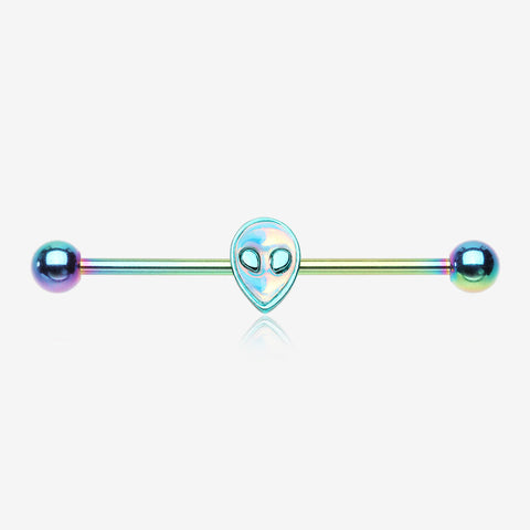 Colorline Iridescent Revo Alien Head Industrial Barbell-Rainbow