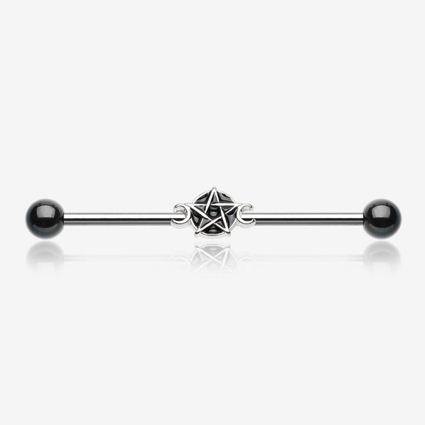 Triple Goddess Pentagram Industrial Barbell-Black