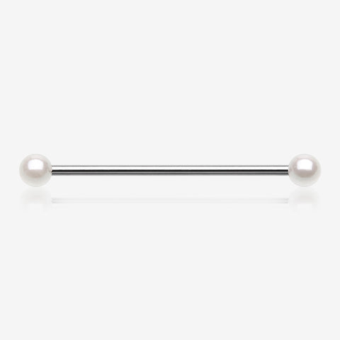 Luster Pearlescent Ball Ends Industrial Barbell-White