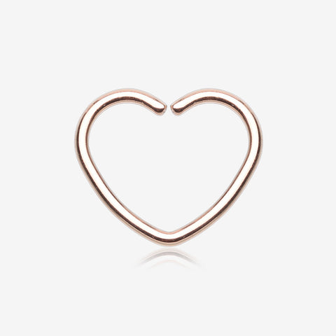 Rose Gold Heart Bendable Twist Hoop Ring-Rose Gold