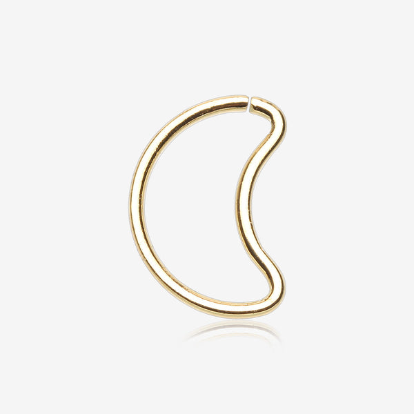 Golden Crescent Moon Bendable Twist Hoop Ring-Gold