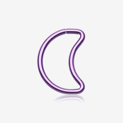 Colorline Crescent Moon Bendable Twist Hoop Ring-Purple