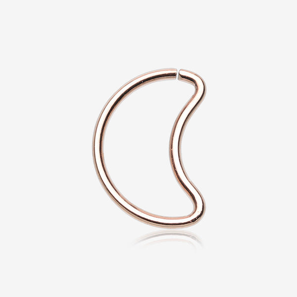 Rose Gold Crescent Moon Bendable Twist Hoop Ring-Rose Gold