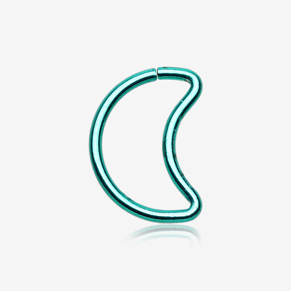 Colorline Crescent Moon Bendable Twist Hoop Ring-Teal