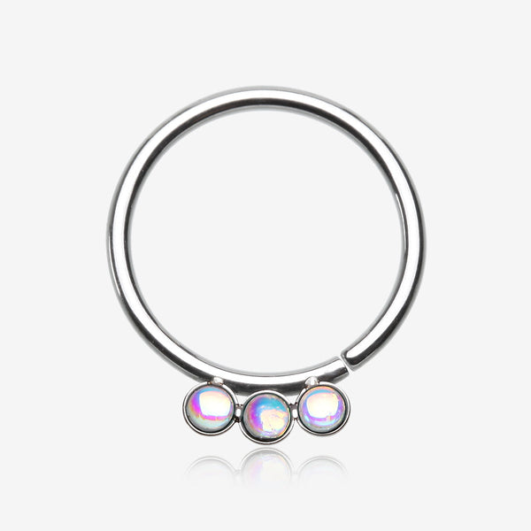 Iridescent Revo Triple Sparkle Bendable Twist Hoop Ring