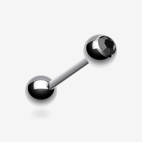 Basic Gem Ball Steel Barbell Tongue Ring-Black