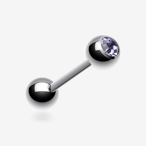 Basic Gem Ball Steel Barbell Tongue Ring-Tanzanite