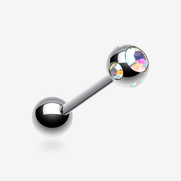 Aurora Gem Ball Steel Barbell Tongue Ring-Aurora Borealis