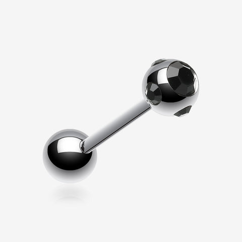 Aurora Gem Ball Steel Barbell Tongue Ring-Black