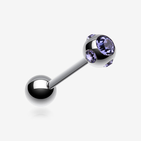 Aurora Gem Ball Steel Barbell Tongue Ring-Tanzanite