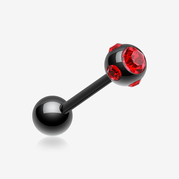 Colorline PVD Aurora Gem Ball Steel Barbell Tongue Ring-Black/Red