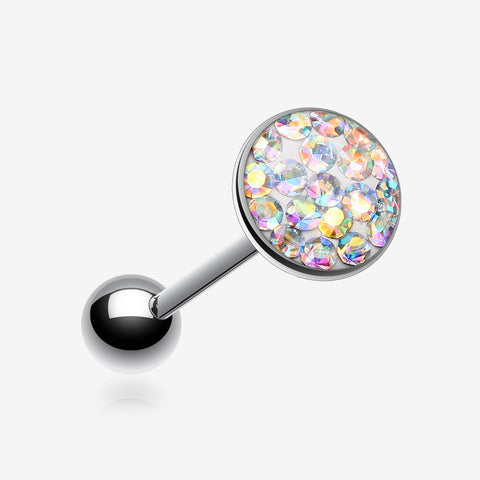 Multi-Gem Sparkle Barbell Tongue Ring-Aurora Borealis