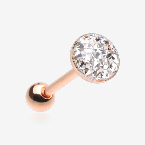 Rose Gold Multi-Gem Sprinkle Dot Sparkle Barbell Tongue Ring-Clear Gem