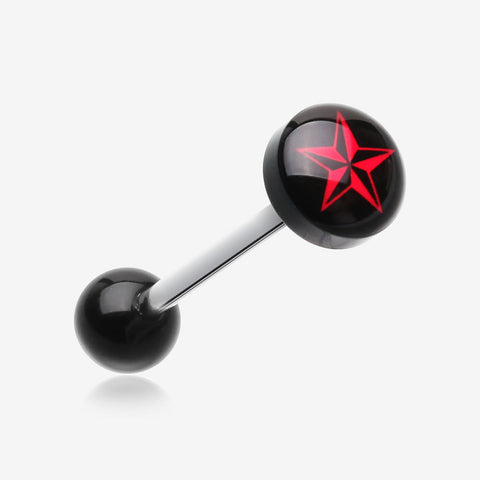 Nautical Star Logo Acrylic Barbell Tongue Ring-Red