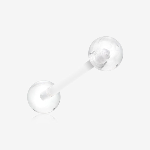 UV Acrylic Flexible Shaft Barbell Tongue Ring-Clear Gem