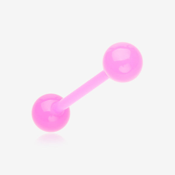 UV Acrylic Flexible Shaft Barbell Tongue Ring-Pink