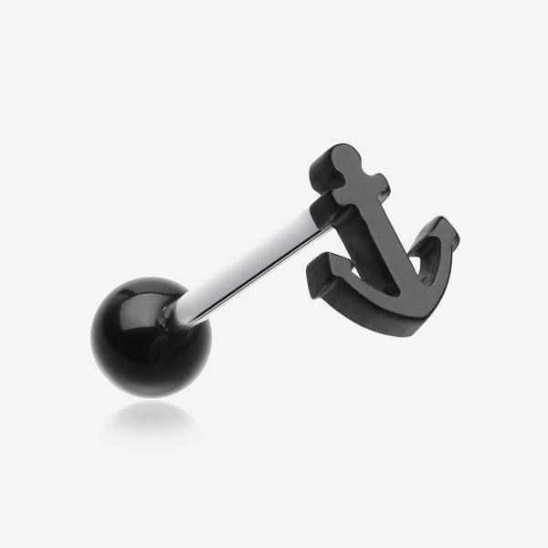 Classic Anchor Acrylic Barbell Tongue Ring-Black