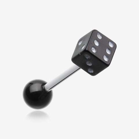 Dice Acrylic Top Barbell Tongue Ring-Black