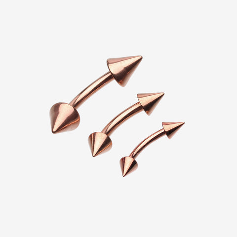 Rose Gold Plated Spike Curved Barbell Ring-Rose Gold