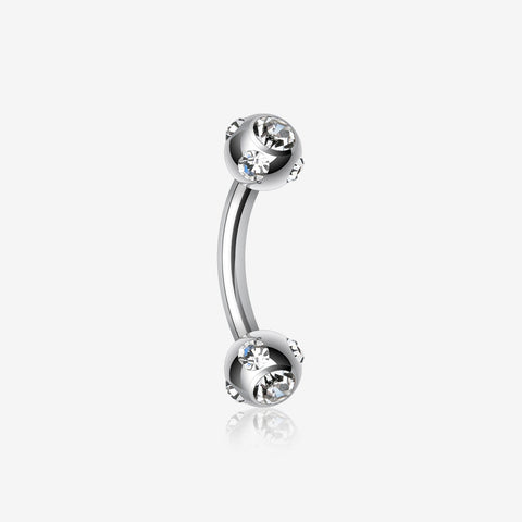 Aurora Gem Ball Curved Barbell Eyebrow Ring-Clear Gem