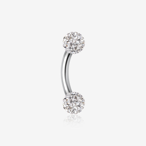 Multi-Gem Sparkle Curved Barbell Eyebrow Ring-Clear Gem