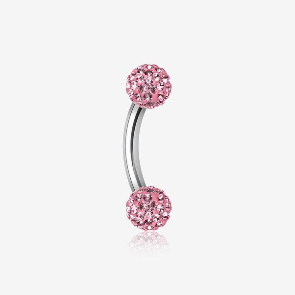 Multi-Gem Sparkle Curved Barbell Eyebrow Ring-Light Pink