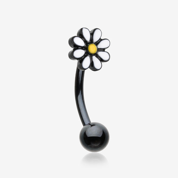 Blackline Spring Blossom Daisy Curved Barbell Ring-Black/White/Yellow